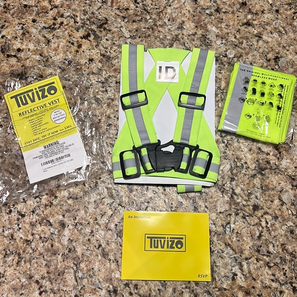Tuvizo Yellow Reflective Strap Safety Vest & 2 Hi Viz Bandanas - Picture 2 of 6